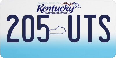 KY license plate 205UTS