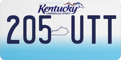 KY license plate 205UTT
