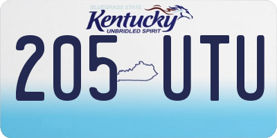 KY license plate 205UTU