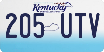 KY license plate 205UTV