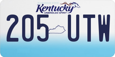 KY license plate 205UTW