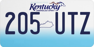 KY license plate 205UTZ