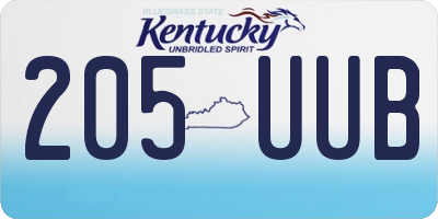 KY license plate 205UUB