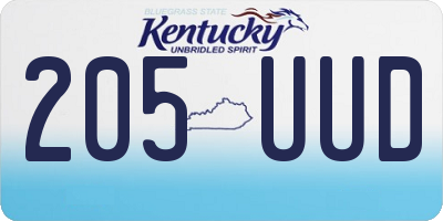 KY license plate 205UUD