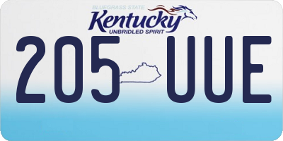 KY license plate 205UUE
