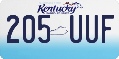 KY license plate 205UUF