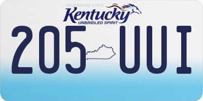 KY license plate 205UUI