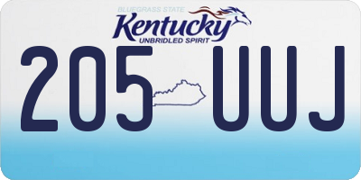 KY license plate 205UUJ