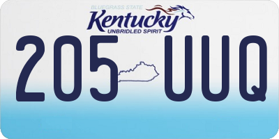 KY license plate 205UUQ