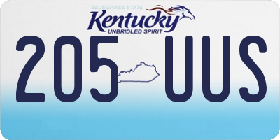KY license plate 205UUS