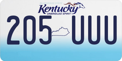 KY license plate 205UUU