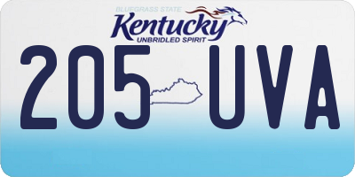 KY license plate 205UVA