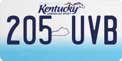 KY license plate 205UVB
