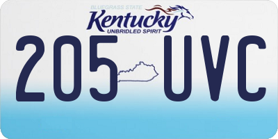KY license plate 205UVC