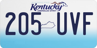 KY license plate 205UVF