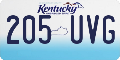 KY license plate 205UVG