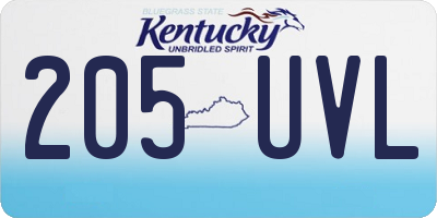 KY license plate 205UVL