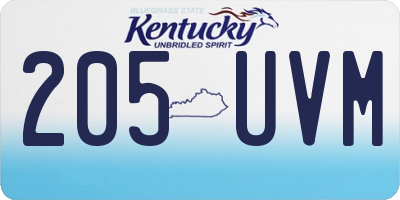 KY license plate 205UVM