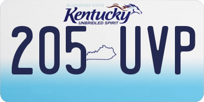 KY license plate 205UVP
