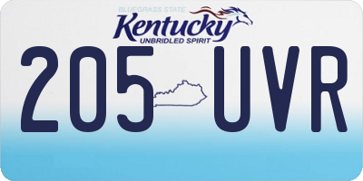 KY license plate 205UVR