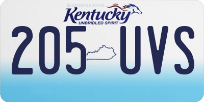 KY license plate 205UVS