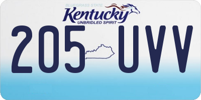 KY license plate 205UVV