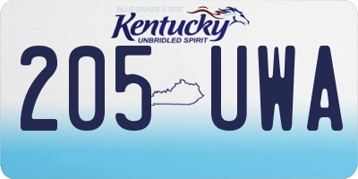 KY license plate 205UWA