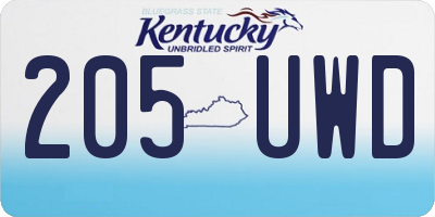 KY license plate 205UWD