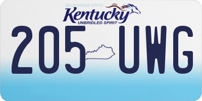 KY license plate 205UWG