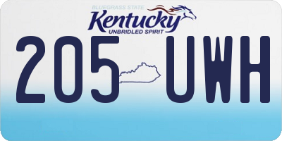 KY license plate 205UWH