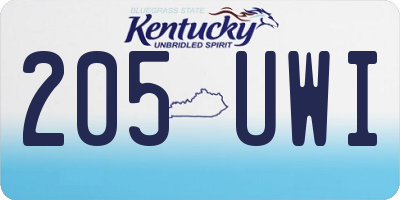 KY license plate 205UWI