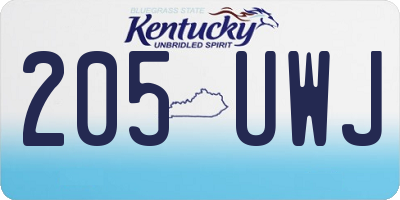 KY license plate 205UWJ