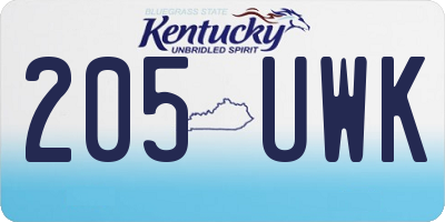 KY license plate 205UWK
