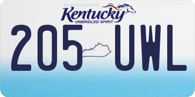 KY license plate 205UWL