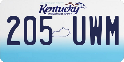 KY license plate 205UWM