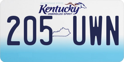 KY license plate 205UWN