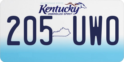 KY license plate 205UWO