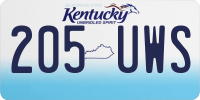 KY license plate 205UWS