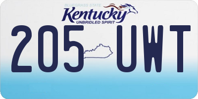 KY license plate 205UWT