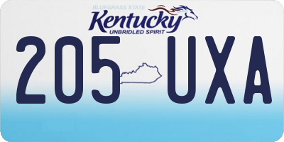 KY license plate 205UXA