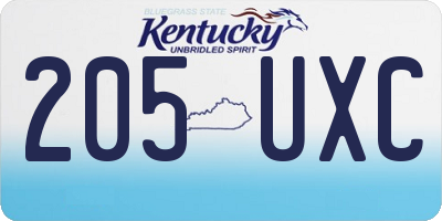 KY license plate 205UXC