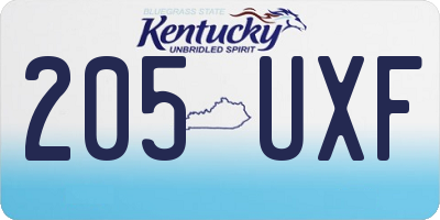 KY license plate 205UXF