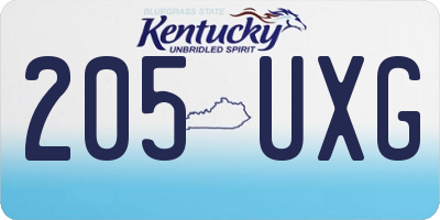 KY license plate 205UXG
