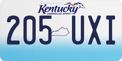 KY license plate 205UXI