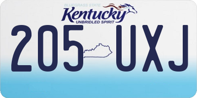 KY license plate 205UXJ