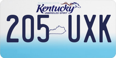 KY license plate 205UXK