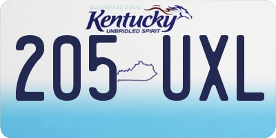 KY license plate 205UXL