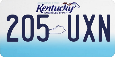 KY license plate 205UXN