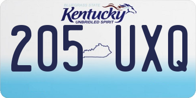 KY license plate 205UXQ