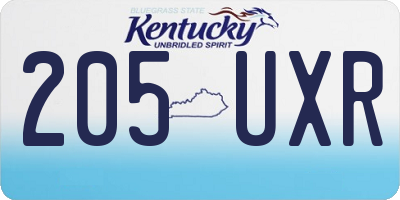 KY license plate 205UXR